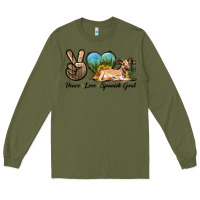 Army Green Peace Love Spanish Goat Long Sleeve Tee - LillyAllenDesigns