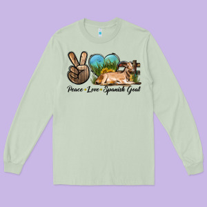 Peace Love Spanish Goat Long Sleeve Tee Designed By Lillyallendesigns