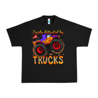 Black Easily Distracted By Trucks Urban Heavy Tee - CowhideDigitalArt