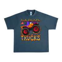 Midnight Navy Easily Distracted By Trucks Urban Heavy Tee - CowhideDigitalArt