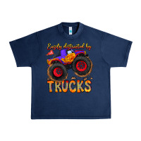 Navy Easily Distracted By Trucks Urban Heavy Tee - CowhideDigitalArt