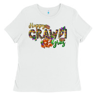 White Happy crawdi Gras Ladies Tee - LillyAllenDesigns