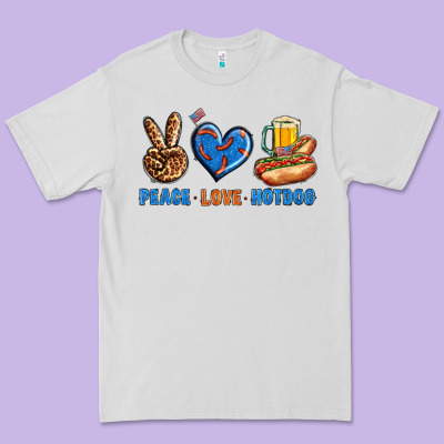 Peace Love Hotdog Premium Tee Designed By Bundleandbundleshop