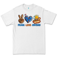 White Peace Love Hotdog Premium Tee - BundleAndBundleShop
