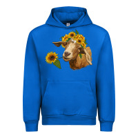 Cobalt goat with sunflower Urban Hoodie - RanaPortraitStore