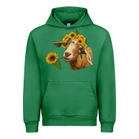 Emerald goat with sunflower Urban Hoodie - RanaPortraitStore