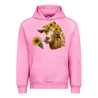 Fuchsia Pink goat with sunflower Urban Hoodie - RanaPortraitStore