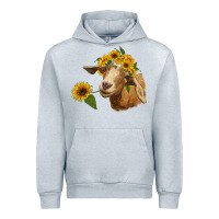 Heather Grey goat with sunflower Urban Hoodie - RanaPortraitStore
