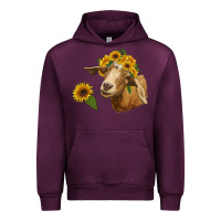 Mauve Wine goat with sunflower Urban Hoodie - RanaPortraitStore