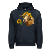 Navy goat with sunflower Urban Hoodie - RanaPortraitStore