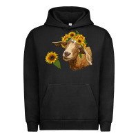Pigment Black goat with sunflower Urban Hoodie - RanaPortraitStore