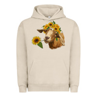 Pigment French Oak goat with sunflower Urban Hoodie - RanaPortraitStore