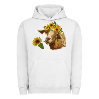 Pigment Lunar Rock goat with sunflower Urban Hoodie - RanaPortraitStore