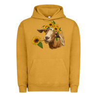 Pigment Peanut Butter goat with sunflower Urban Hoodie - RanaPortraitStore