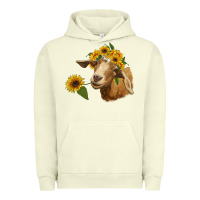 Pigment Pistachio goat with sunflower Urban Hoodie - RanaPortraitStore