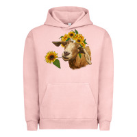 Pigment Salmon goat with sunflower Urban Hoodie - RanaPortraitStore