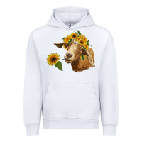 White goat with sunflower Urban Hoodie - RanaPortraitStore