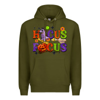 Army Green hocus focus halloween teacher Premium Hoodie - BarkalooDesign