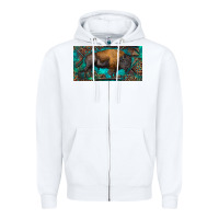 White Bison with leopard and turquoise Zipper Hoodie - RanaPortraitStore