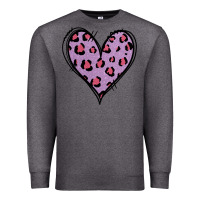 Charcoal Heather Glitter Purple Leopard Heart Premium Sweatshirt - Jasminsmagicworld