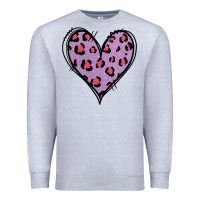 Heather Grey Glitter Purple Leopard Heart Premium Sweatshirt - Jasminsmagicworld
