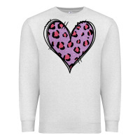 Oatmeal Heather Glitter Purple Leopard Heart Premium Sweatshirt - Jasminsmagicworld
