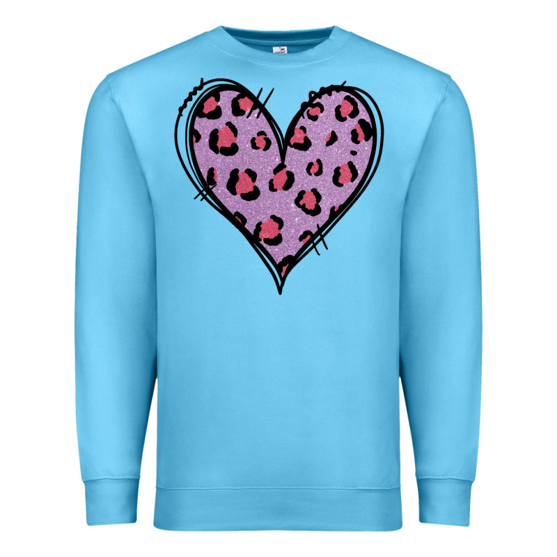Glitter Purple Leopard Heart Premium Sweatshirt by Jasminsmagicworld | Teevron