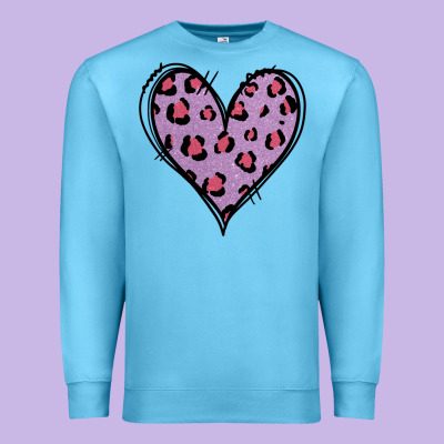 Glitter Purple Leopard Heart Premium Sweatshirt Designed By Jasminsmagicworld