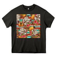 Asphalt western cow with hay and flowers seamless pattern Heavy Core Tee - FaDigitalArtStudio
