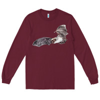 Burgundy mexican free tailed bat Long Sleeve Tee - LillyAllenDesigns