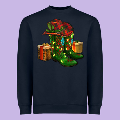 Cowboy Hat With Boots Christmas Heavyweight Sweatshirt Designed By Ranaportraitstore