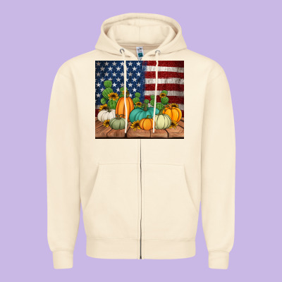 Fall Themed American Tumbler Zipper Hoodie Designed By Jasminsmagicworld