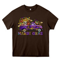 Chocolate Brown mardi gras skull truck Heavy Core Tee - FaDigitalArtStudio