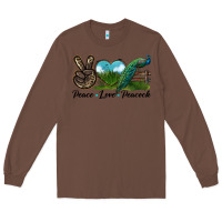 Chestnut Peace Love Peacock Long Sleeve Tee - LillyAllenDesigns