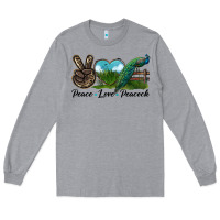 Heather Grey Peace Love Peacock Long Sleeve Tee - LillyAllenDesigns