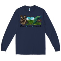 Navy Peace Love Peacock Long Sleeve Tee - LillyAllenDesigns