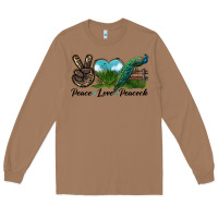 Toasted Coconut Peace Love Peacock Long Sleeve Tee - LillyAllenDesigns