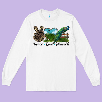 Peace Love Peacock Long Sleeve Tee Designed By Lillyallendesigns