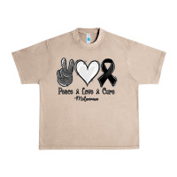 French Oak Peace Love Cure Melanoma Cancer Urban Heavy Tee - Jasminsmagicworld