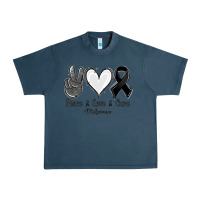 Midnight Navy Peace Love Cure Melanoma Cancer Urban Heavy Tee - Jasminsmagicworld