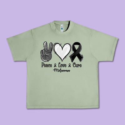 Peace Love Cure Melanoma Cancer Urban Heavy Tee Designed By Jasminsmagicworld