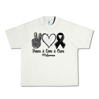 Pistachio Peace Love Cure Melanoma Cancer Urban Heavy Tee - Jasminsmagicworld