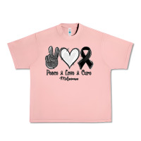Salmon Peace Love Cure Melanoma Cancer Urban Heavy Tee - Jasminsmagicworld