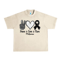 Sandshell Peace Love Cure Melanoma Cancer Urban Heavy Tee - Jasminsmagicworld
