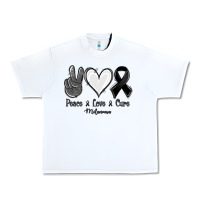 White Peace Love Cure Melanoma Cancer Urban Heavy Tee - Jasminsmagicworld