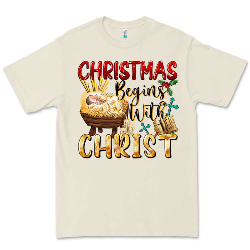 Christmas Begins With Christ Premium Tee by FaDigitalArtStudio | Teevron