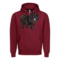 Burgundy black chow chow Zipper Hoodie - RanaPortraitStore