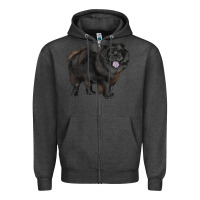 Charcoal Heather black chow chow Zipper Hoodie - RanaPortraitStore
