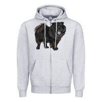 Heather Grey black chow chow Zipper Hoodie - RanaPortraitStore