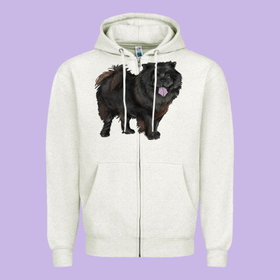 Black Chow Chow Zipper Hoodie Designed By Ranaportraitstore